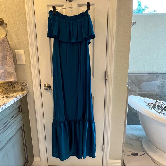 Loft Maxi Off the shoulder Maxi dress Teal SMALL NWT - Picture 4 of 4